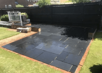 New limestone block paved patio in Gravesend, Kent