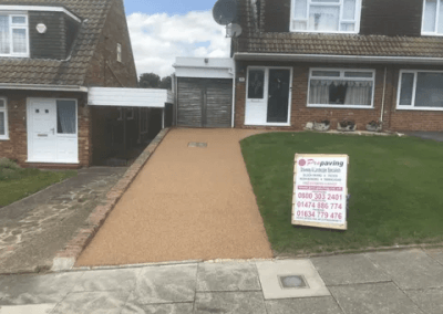 New resin bound driveway resurfaced in amber gold resin bound